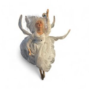 Whimsical Fairy Angel Figurine White and Silver 12 Inch Tall